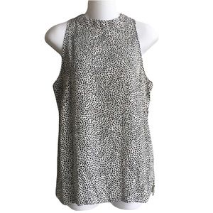 NWT White Black Spot Top Blouse Halter Neckline Small Worthington Sleeveless